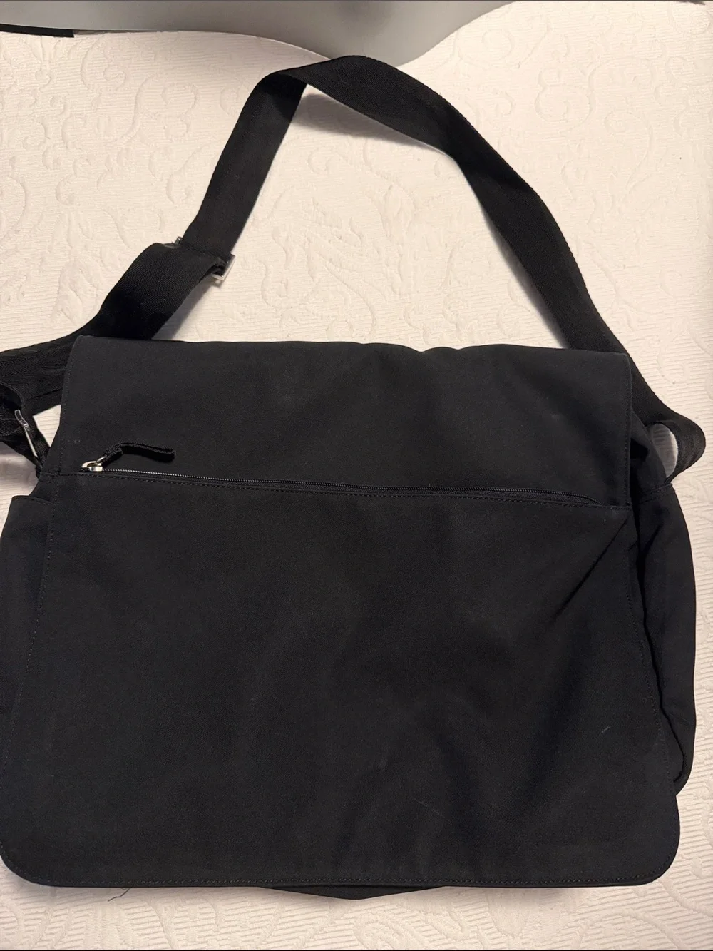 Black Canvas Messenger Bag by GAP.